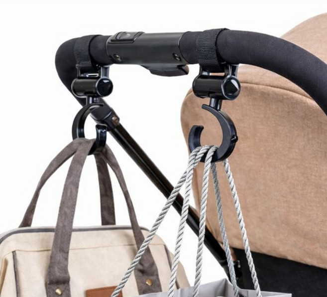 포레샵 회전형 벨크로 유모차 가방 걸이, 2개, 블랙