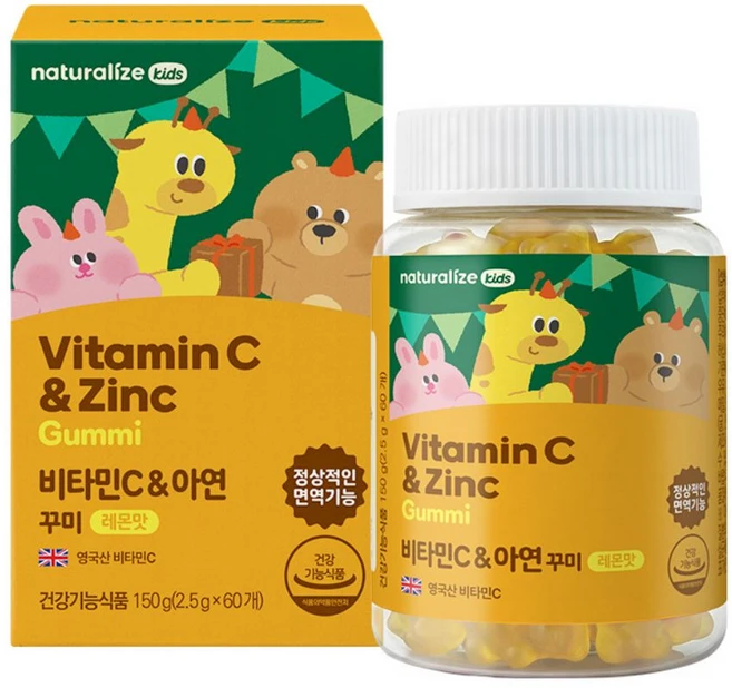 네추럴라이즈 비타민C 앤 아연 꾸미 60정 2.5g 1개 - 쿠팡