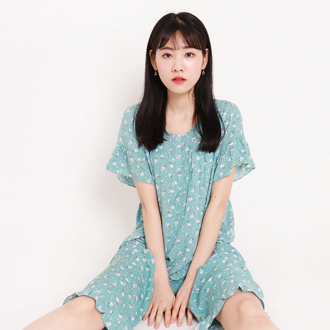 온시크릿 레이온 반오픈 반팔 잠옷 상하세트 여성용