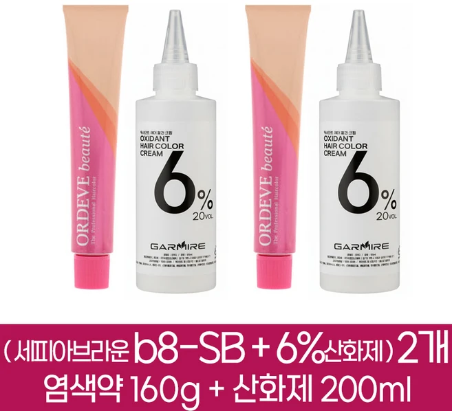 밀본 올디브 보떼 헤어칼라 새치커버 염색약 세피아브라운 b8-SB 2개분 ( 1제 160g + 2제 6%산화제 200ml ), 2개 - 쿠팡