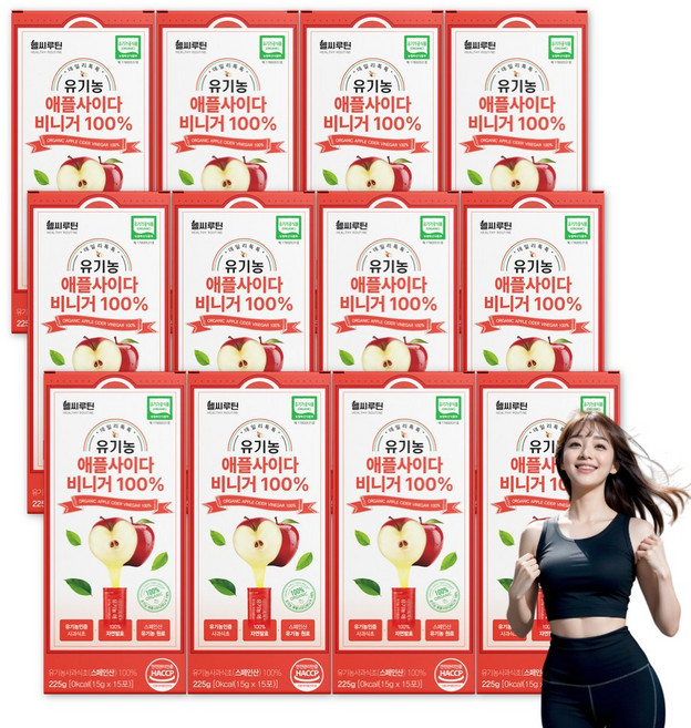 헬씨루틴 유기농 애사비 스틱 액상 애플사이다비니거, 12개, 225ml