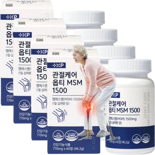 관절보궁 통증 케어 옵티Opti-MSM1500 미국산 식이유황, 4박스, 60정 - 쿠팡