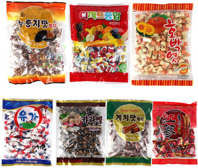 더식품 캔디 모음 7종택1 호박엿 카라멜 유가 계피사탕, 땅콩카라멜550g