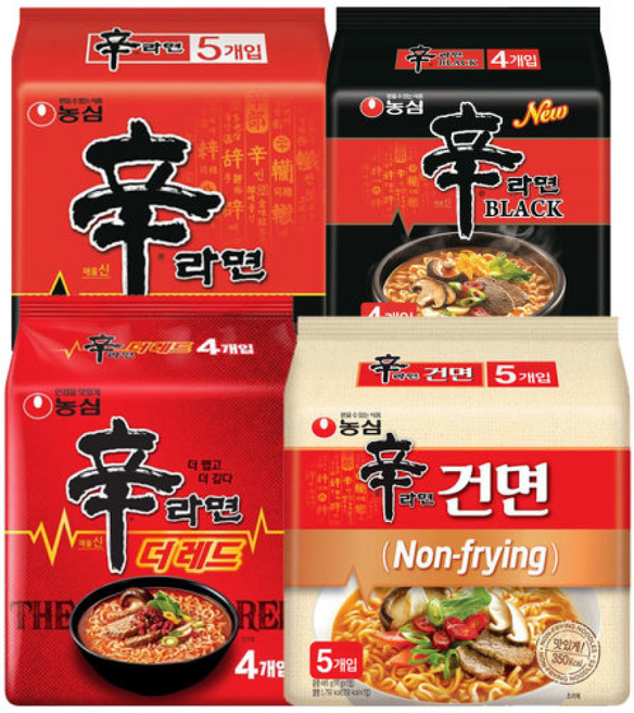 신라면 +신라면 블랙 +신라면 더레드 +신라면 건면 (총 ), 18개