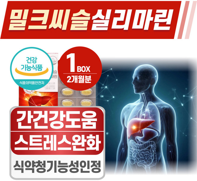 밀크씨슬 실리마린 테아닌 간건강 헬시위듀 간영양제, 1개, 60정