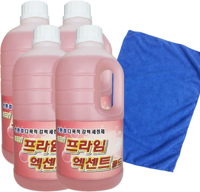 LK World뉴프라임엑센트골드1L 4개 화장실청소세제 서비스걸레40x40cm, 1L