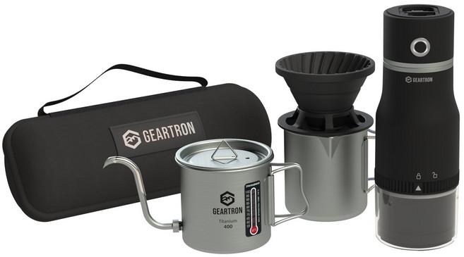 기어트론 포트브루 티타늄 브루잉 키트, 블랙 커피그라인더 (GTPGCB20B-KR)