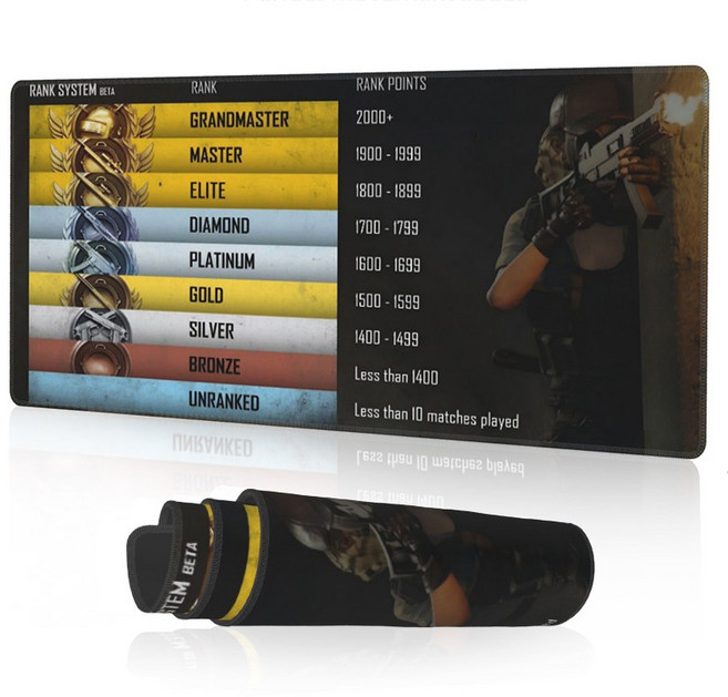 마우스장패드 겜용이패드 게이밍 미끄럼방지 마우스 패드 데스크패드 키보드패드 800 300, 1개, PUGB Rank-System