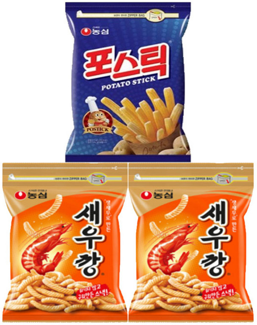 농심 대용량 과자세트 새우깡(400g) 2개+포스틱(270g)1개, 1세트