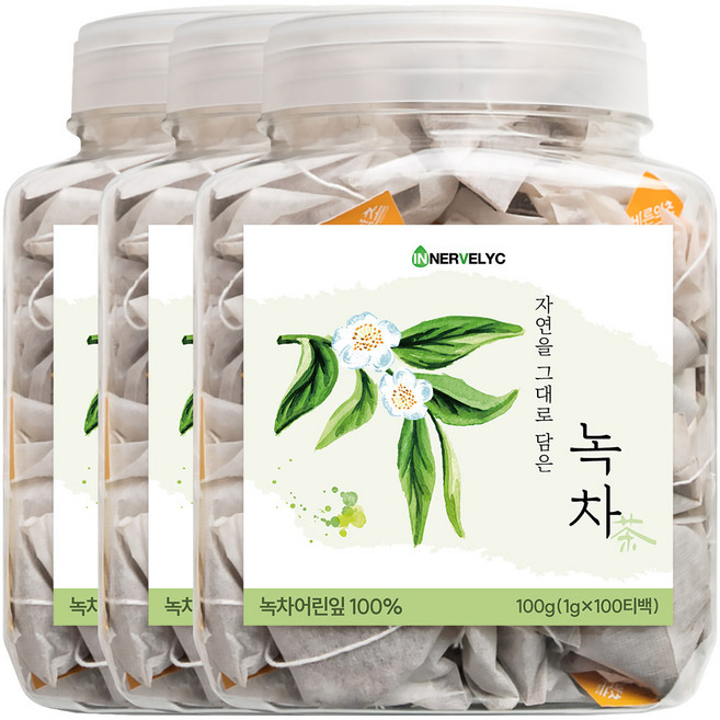 이너블릭 녹차 1500만 티백 판매 돌파 PLA 친환경 필터, 1g, 100개입, 3개