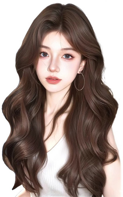 MOKIN 여성 롱 자연스러운 긴머리 가발망 통가발, 1개, 다크브라운