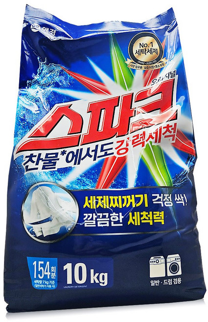 스파크 찬물전용 세탁세제, 10kg, 1개