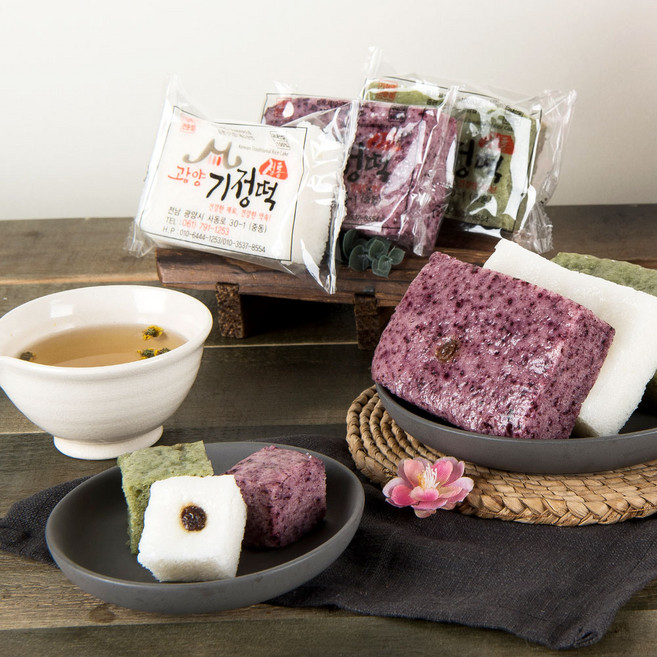 정통광양기정떡/기정(증편)제조방법특허/백미.흑미 쑥기정 혼합/2.7 kg(22개입), 122g, 1개