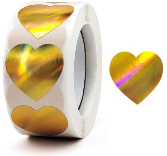 돈 들어오는 재물운 하트스티커, 500개, 골드