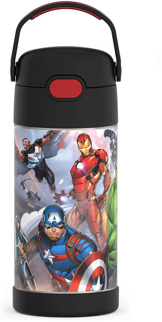 써모스 마블 어벤져스 빨대 포함 물병 텀블러 355ml Thermos Kids Stainless Steel Vacuum, 1개