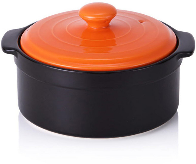 토탈하우스 주황색뚜껑 리빙아트 모던 내열냄비 대 20cm 도자기 무균열 원적외선 뚝배기 9618, 1개