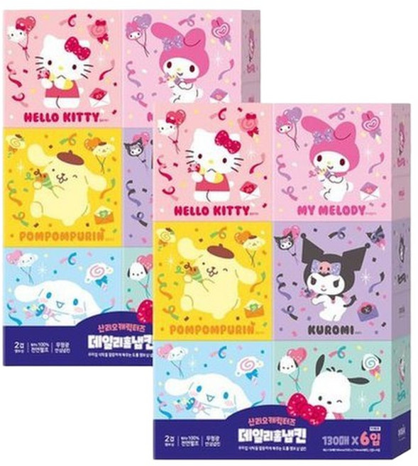 캐릭터즈 2겹 데일리홈냅킨(130매) 6입X2팩(12개입), 130매, 2개