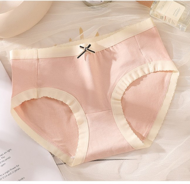 GUOMILIN 蝴蝶結少女內褲, AQ0405-蝦粉L-中腰