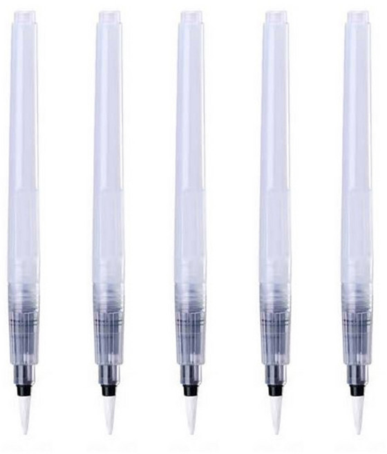 [메잌미] 캘리그라피 고채물감 워터브러쉬 물붓, 5개, 대(17MM)