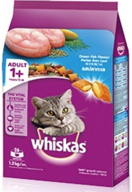 偉嘉 Whiskas 貓飼料 高適口性 貓主食 貓乾糧, 鮪魚+鯷魚, 1.2kg, 1袋