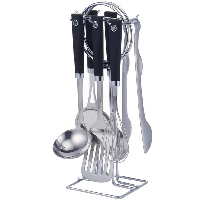 국내산 키친블루밍 스텐 304 조리도구 키친툴 세트 7종 블랙, A타입