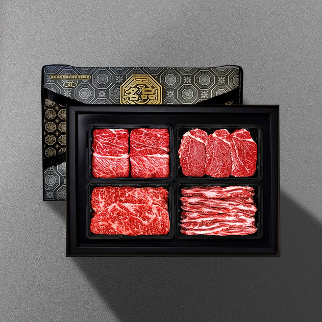 [기품맛담] 1+등급 횡성한우 암소 명품 특선 2.4kg 선물세트2호(꽃6안6채6특6), 1개
