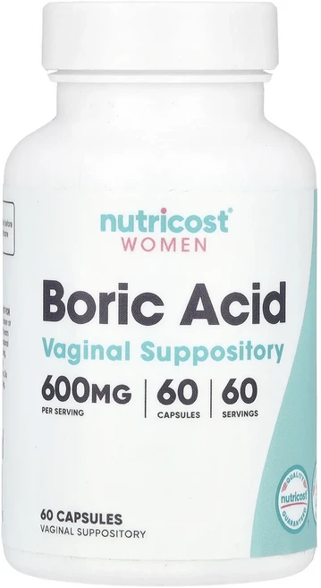 단백질 비타민 철분 마그내슘 칼슘 Nutricost 여성 보릭산 질 좌약 600mg 캡슐 60정 고루고루섭취해주세요, Nutricost여성보릭산질좌약600mg캡슐60정, 1개 - 쿠팡