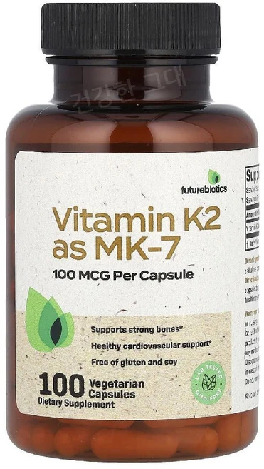 퓨처바이오틱스 비타민 K2 MK7 메나퀴논 100mcg 100베지캡슐, 상품, 1개, 100정 - 쿠팡