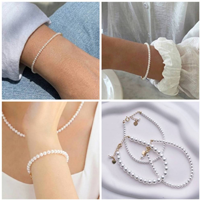 스와로브스키 진주팔찌 3사이즈 3mm 4mm 6mm 실버925 레이더드 데일리 은팔찌