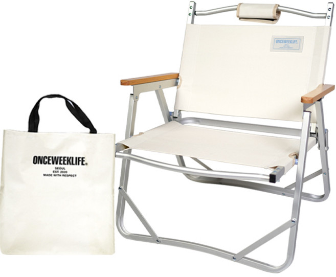 원스위크라이프 접이식 캠핑의자 + 가방 세트, 아이보리, 1세트