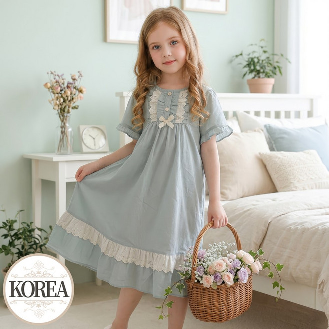 순면 원피스 잠옷 공주 파자마 로망스D