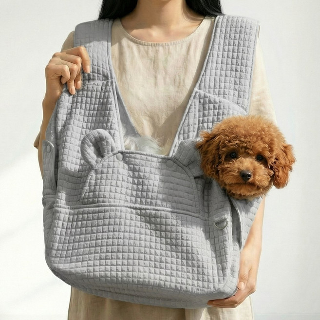 하루핏HARUFIT 강아지 사계절 산책 슬링백 그레이, 1개