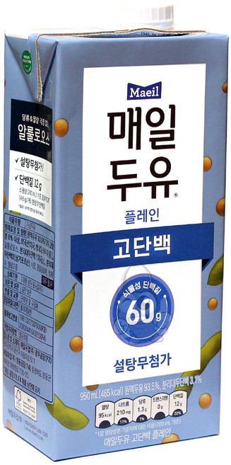매일 두유 플레인 고단백 설탕 무첨가, 950ml, 5개