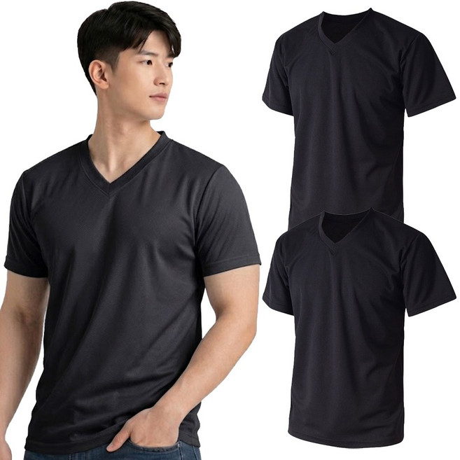 남자 반팔 쿨론 남자 브이넥 반팔 기능성 에어 남자 반팔 티셔츠
