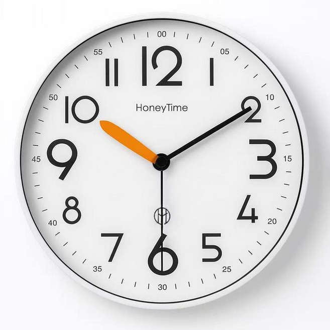 LHWHALE 무소음 큰숫자 무타공 벽시계 거실 인테리어 미니 벽걸이 시계, LH 화이트