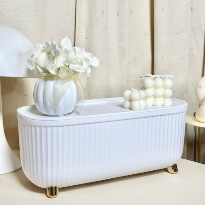 다온이네 특대 6구 멀티탭 정리함 콘센트 보관함 대형 [찍찍이 케이블정리10개 포함], 1개, 화이트