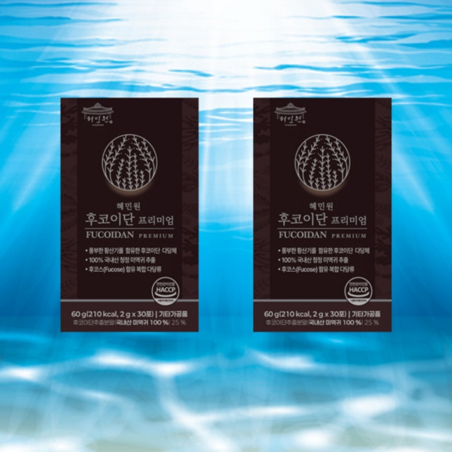 TV방영 홈쇼핑 혜민원 후코이단 프리미엄 60g 1개월분 국내산 미역귀 황산기 분말 스틱, 2개