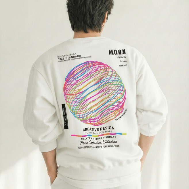 남녀공용 오션 테리 맨투맨 오버핏 루즈핏 라운드 긴팔 티셔츠