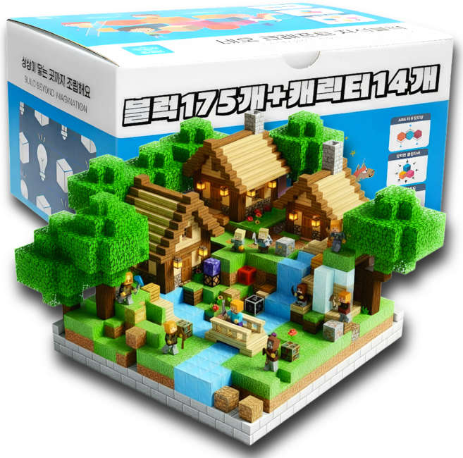 네오 크래프트 랜덤 자석블럭 캐릭터 세트 장난감, (오늘출발) 자석블럭 175개 + 캐릭터 14개, 1개