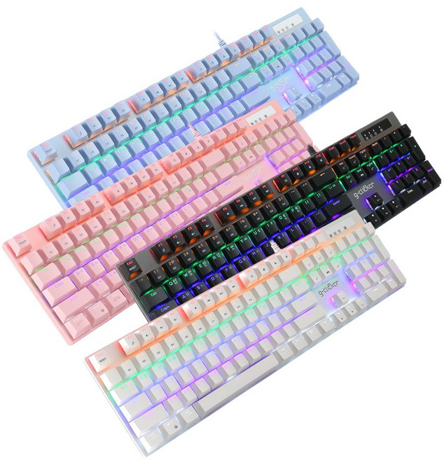 지클릭커 GK-K510X Special 게이밍 LED 기계식 유선 키보드, 청축, 화이트