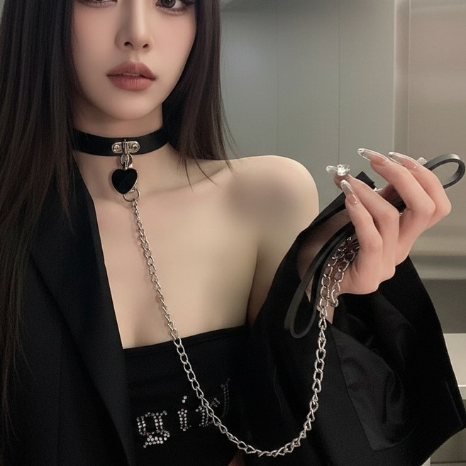 슈야온 하트 체인 초커 목걸이 커플 코스프레 소품