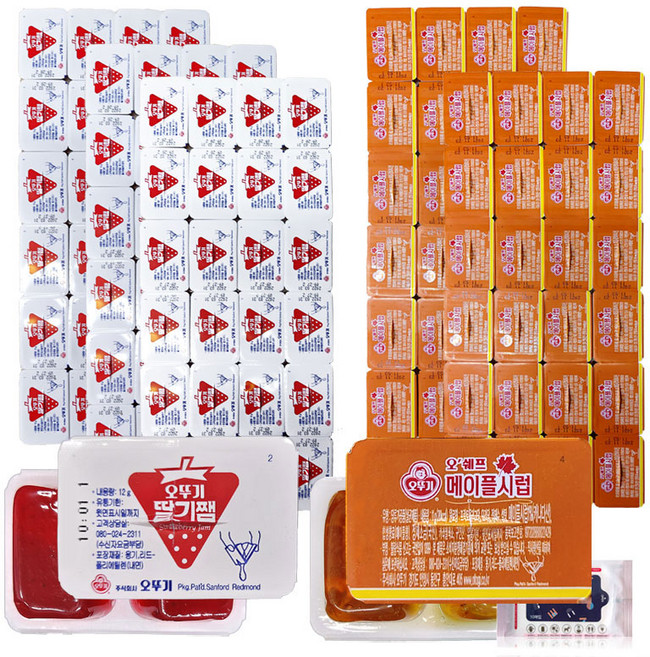 오뚜기 일회용 딸기쨈 디스펜팩 72개 + 메이플시럽 디스펜팩 48개, 1세트