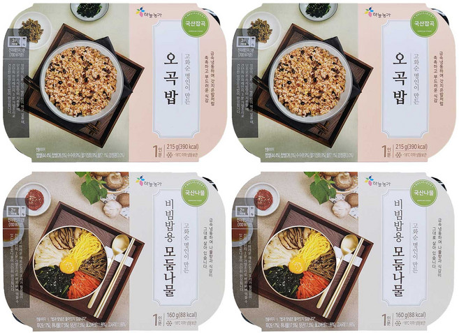 정월대보름 오곡밥+모둠나물 세트 냉동 밀키트 간편식 총4팩, 750g, 4개