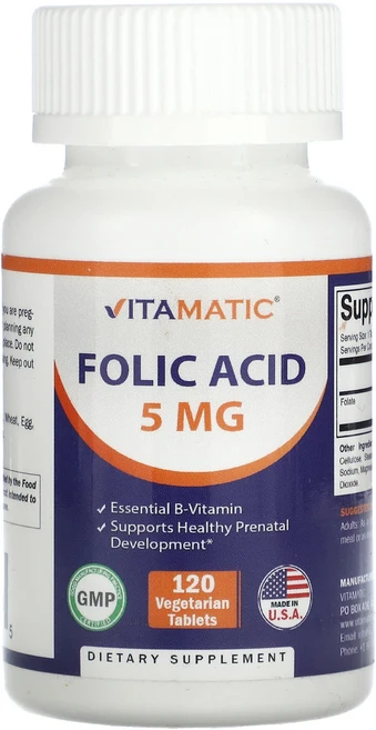 건강챙기세요 Vitamatic 엽산 5mg 베지 정제 120정 백살까지오래오래, Vitamatic 엽산 5mg 베지 정..., 1개 - 쿠팡