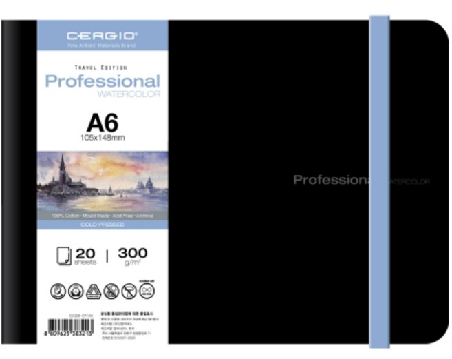세르지오 프로페셔널 트래블 양장하드커버 300G 코튼 100% A6 A5, CE300-CP/A6 중목 A6