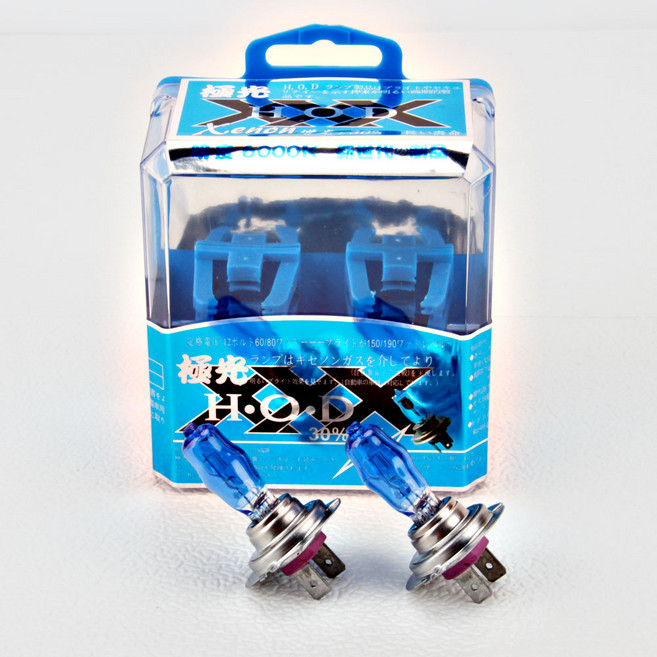 12V 100W HOD 초고휘도 호리병전구 6000K 순백색 무발라스트 제논 할로겐 플러그앤플레이, 2개, H4