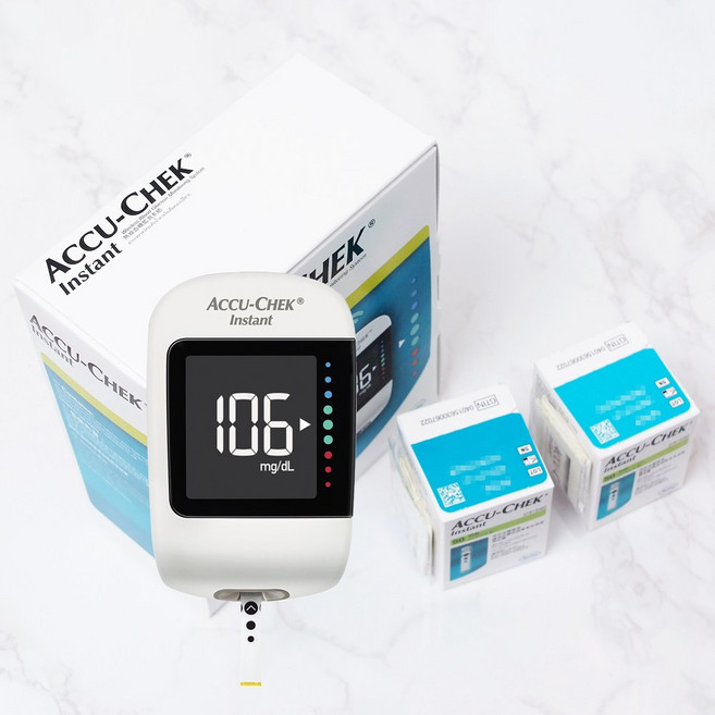 아큐첵 인스턴트 혈당측정기+시험지100매+호환침100개+솜100매+혈당수첩 ., 1개