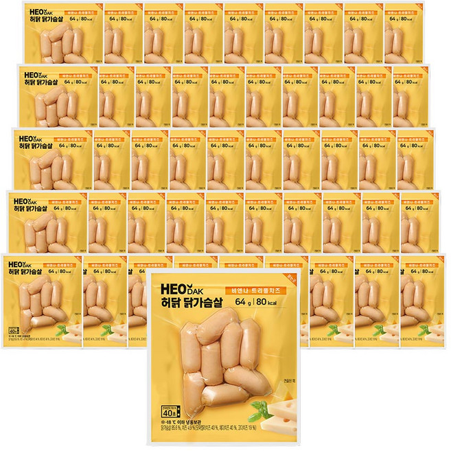 허닭 닭가슴살 비엔나 소시지 트리플치즈 64g, 50개