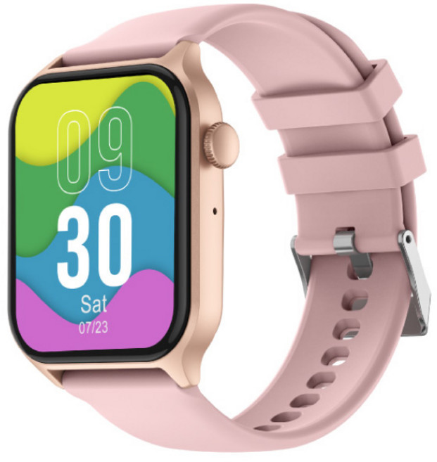 DTA WATCH Z50 智能通話手錶 運動模式 錶盤切換 藍芽通話 滾輪操作, 矽膠粉色