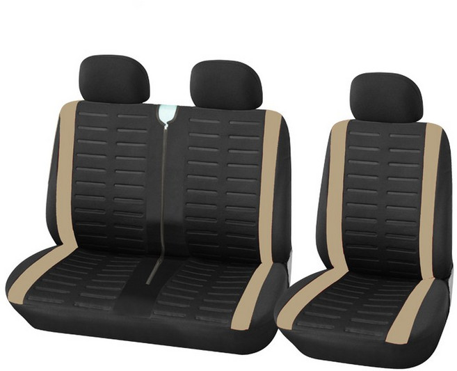 2+1 시트 커버 트랜스포터/밴용 카시트 커버 2+1 자동차 시트용 범용 트럭 인테리어 르노 마스터 3인승, 02 BEIGE